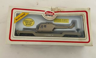 Model Power Ho Scale Us Army Flat Car W/ Desert Copter No.  8472