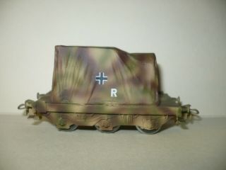 Ww2 Peenemünde - Ho Camouflaged Flat Car W/ Carrying V - 2 Tail - Märklin / Tpl Ax