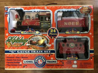 Lionel Battery Operated Christmas Holiday Toy Train Set W/ Sounds G Gauge 62134