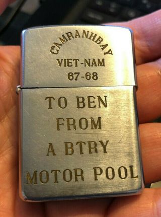 1967 Zippo Camranhbay Vietnam Era Valley Of The Shadow Of Death Engraved Lighter