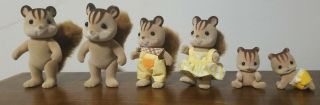 Vintage 1985 Epoch Sylvanian Families Calico Critters Squirrel Family Set