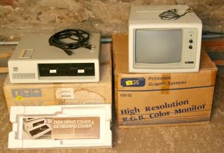 Vintage Ibm 5150 Computer Dual 5.  25” Floppy Keyboard Princeton Monitor