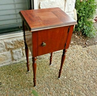 Vintage Tobacco Humidor Stand Smoking Cigar Cabinet Wood Table Copper Lined