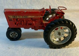 Vintage Ih Red 1/16 Tru Scale Die Cast Tractor 890 Metal Wheels