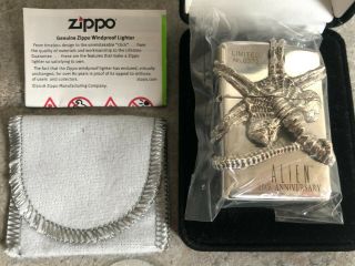 Japanese Zippo Solid Sterling Silver Facehugger - Only 1000 Made