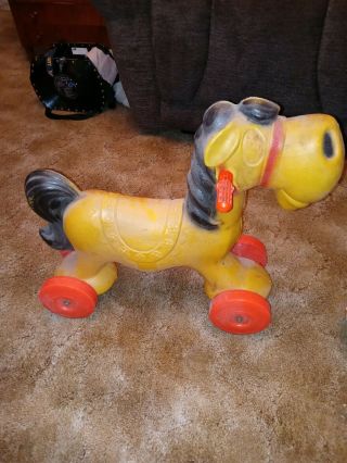 1960s 1970s Worcester Toy Company Vintage Child Hard Plastic Ride On Toy Horse