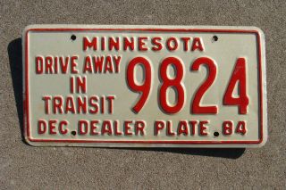 1984 Vintage Minnesota License Plate Dealer Tag Ratrod Art Deco Mancave