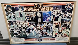 Vtg 1986 Chicago Bears 22 X 34 " World Champs Poster Bowl Xx Payton Hampton