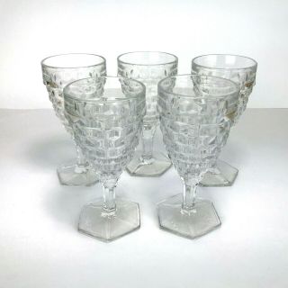 Vintage Fostoria American Clear Crystal Glass Water Goblets - Set Of 5