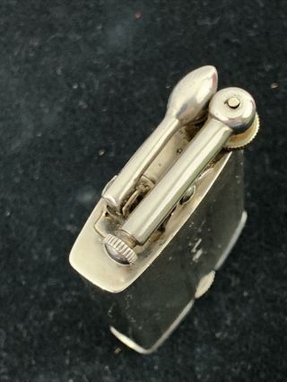 Vintage Sterling Silver CLARK Lift Arm Pocket Lighter Engine Turned Design 6