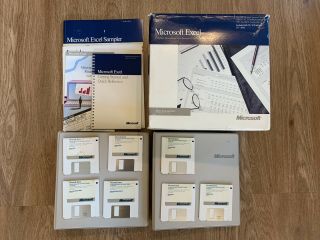 Vintage Microsoft Excel Version 2.  00 For Ibm Personal System/2 And Compaq 386