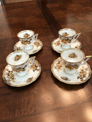 Vintage Set of 4 Mini Tea Cup and Saucer set —Exquisite 3