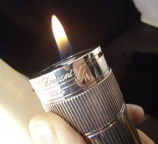 S.  T.  Dupont Cylinder Table Lighter - Palladium Plated - Briquet - Feuerzeug 2
