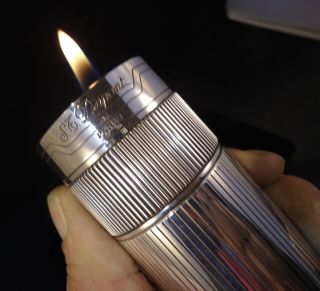 S.  T.  Dupont Cylinder Table Lighter - Palladium Plated - Briquet - Feuerzeug 4