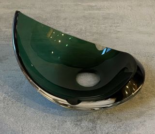 Mcm Val St Lambert Teardrop Green Cut Crystal Art Deco Glass Ashtray Belgium