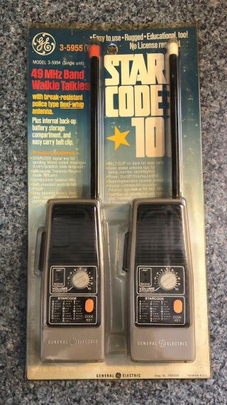 Pair Vintage General Electric Star Code 10 49 Mhz Walkie Talkie 3 - 5955 Old Gt