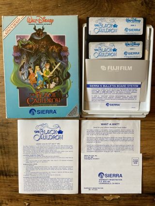 Walt Disney The Black Cauldron Pc Game Sierra 1985 Ibm Tandy Ms - Dos 5.  25” Disks