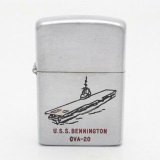 Vintage 1953 Zippo Lighter Korean War Era Uss Bennington Cva - 20 Steel Case