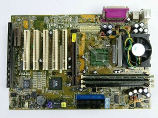 Vintage Asus Cuv4x Socket 370 Motherboard W/ Pentium Iii 733mhz Cpu & 512mb Ram