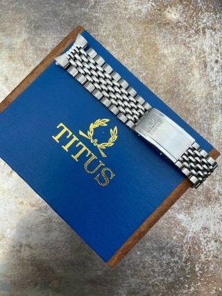 Old Stock Nos Titus Calypsomatic Beads Of Rice Vintage Diver Watch Bracelet