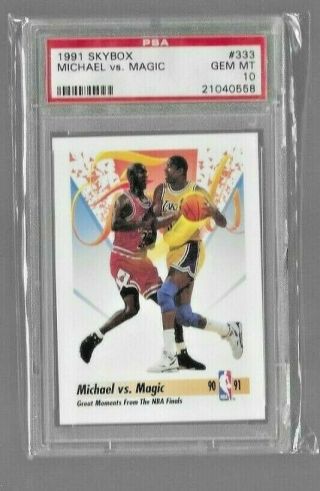 1991 Skybox 333 Michael Jordan Vs.  Magic Johnson Psa 10 Hof