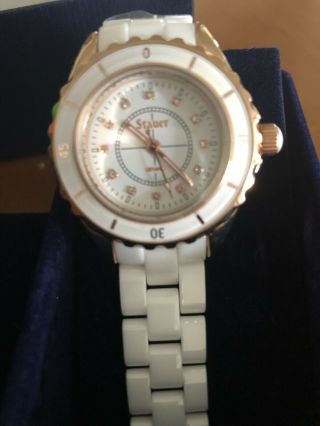 Stauer Elegante 35775 White Ceramic & Rose Gold Ladies Watch W/ Box