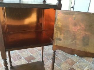 Antique H.  T.  Cushman (?) Copper - Lined 26” Wooden Smoking Stand Early 1900s 3
