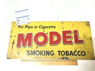 Large Vintage For Pipe Or Cigarette Model Smoking Tobacco Metal Sign Made In Usa