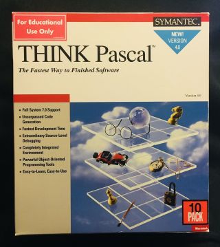 Vintage Think Pascal Version 4.  0 For Apple Macintosh System 7,  10 Pack Education