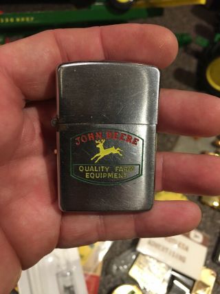 Vintage John Deere Zippo Lighter Rare Qfe Logo Castle Indiana Dealer