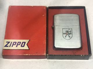 Vintage 1946 - 47 Chromed Nickel Tall Case Bowman Zippo Lighter - Rare Red Flag Box