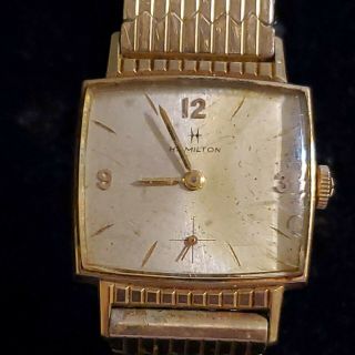 Vintage Art Deco Mens Hamilton 10k Gold Filled Drivers Wristwatch Watch