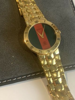 Authentic Gucci 3300m Green Red Dial Men 