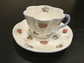 Vintage Shelly Teacup & Saucer - Bone China England - Rose,  Pansy,  Forgetmenot
