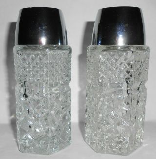 Vintage Anchor Hocking Wexford Clear Glass Salt & Pepper Shaker Set Usa