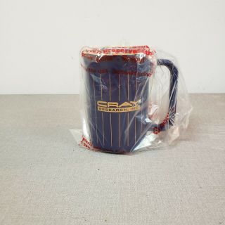 - Vintage Cray Research Inc.  Coffee Mug Cup Blue With Gold Vertical Stripes.