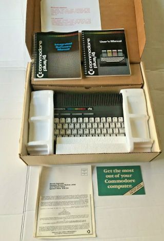 Vintage Commodore Plus 4 Computer Box Manuals Cords Rare French Canada