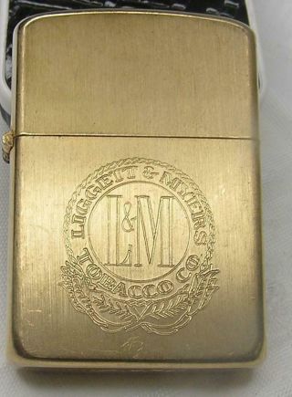 1954 Zippo Lighter 10k Gold Filled - Liggett & Myers L & M Tobacco Co Logo