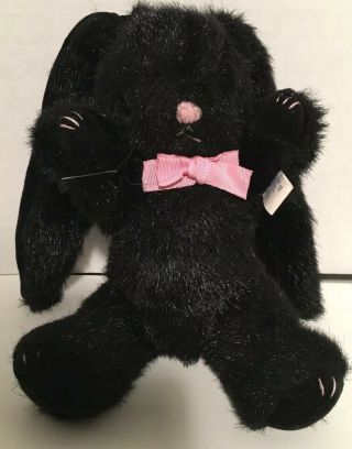 Rare Vintage Mary Meyer 9” Plush Black Bunny Rabbit Pink Bow Nose Euc Easter H8