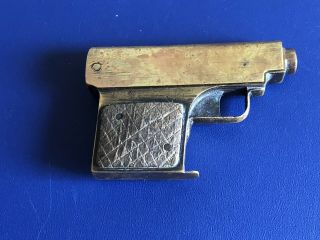 Antique Trench Pocket Cigarette Lighter In The Shape Of The Pistol Circa 1913 - 19