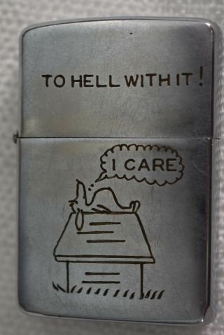 1967 Zippo Lighter - Peanuts - Snoopy - Dog House - Vietnam Marine - To Hell With It C43