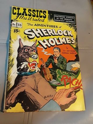 Sherlock Holmes Comic Book No 33 Classic Illustrated Vintage Gilberton Jan 1947