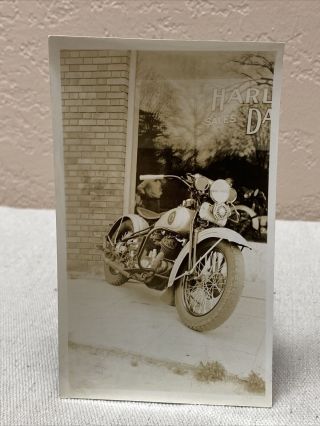 Vintage Harley Davidson Motorcycle Bike Dealership Photo