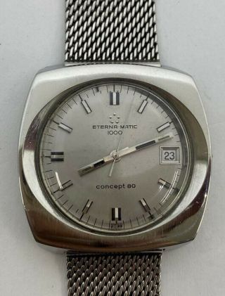 Vintage Eterna Matic 1000 Concept 80 Stainless Automatic Cal 1488k 155t