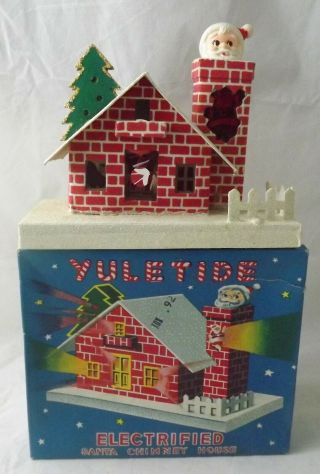 Vintage 1960’s Yuletide Electrified Santa Claus Chimney House Christmas Decor