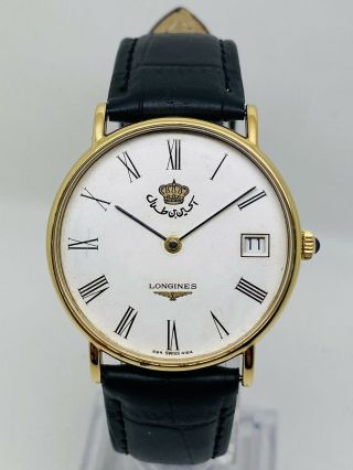 Vintage Longines Automatic King Hussein Of Jordan Crest Dial Micron Gold 4184