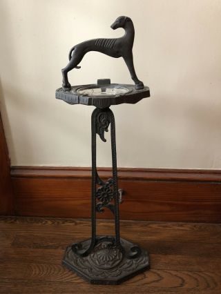 Vintage Cast Iron Art Deco Greyhound Ashtray Cigar Smoking Stand Verona 642