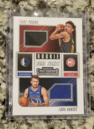 2018 Panini Contenders Luka Doncic Trae Young Rookie Dual Ticket Swatches Read