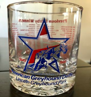Vintage 1985 American Greyhound Derby Park - Lincoln Greyhound Derby Glass