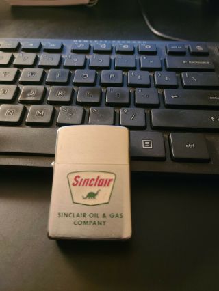 Zippo High Polish Chrome Lighter With Sinclair Logo On Front Truflame On Back